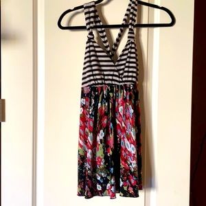 Floral and striped babydoll tank, flowy bottom